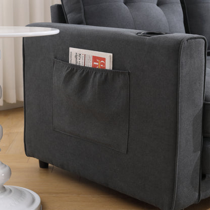 Dark Gray 3-in-1 Futon Sofa Bed with Side Pockets - image 13
