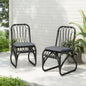 2-Person Black Gray Outdoor Rattan Dining Chairs - Weather Resistant Patio Set