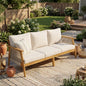 Outdoor Acacia Wood and Rope 3-Seater Patio Sofa