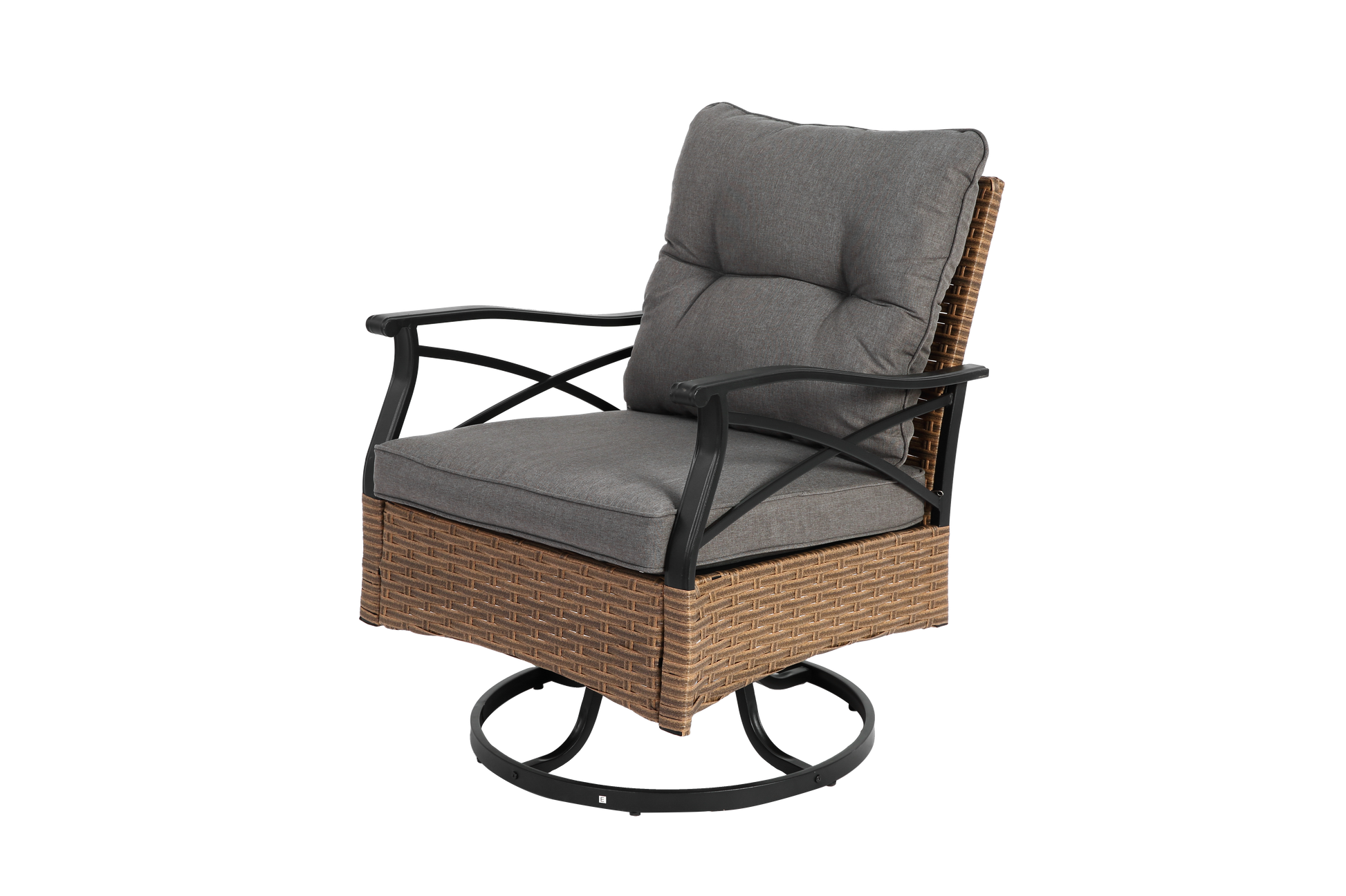 3 Piece Brown Gray Patio Swivel Rocker Chairs Set with Table for Outdoor