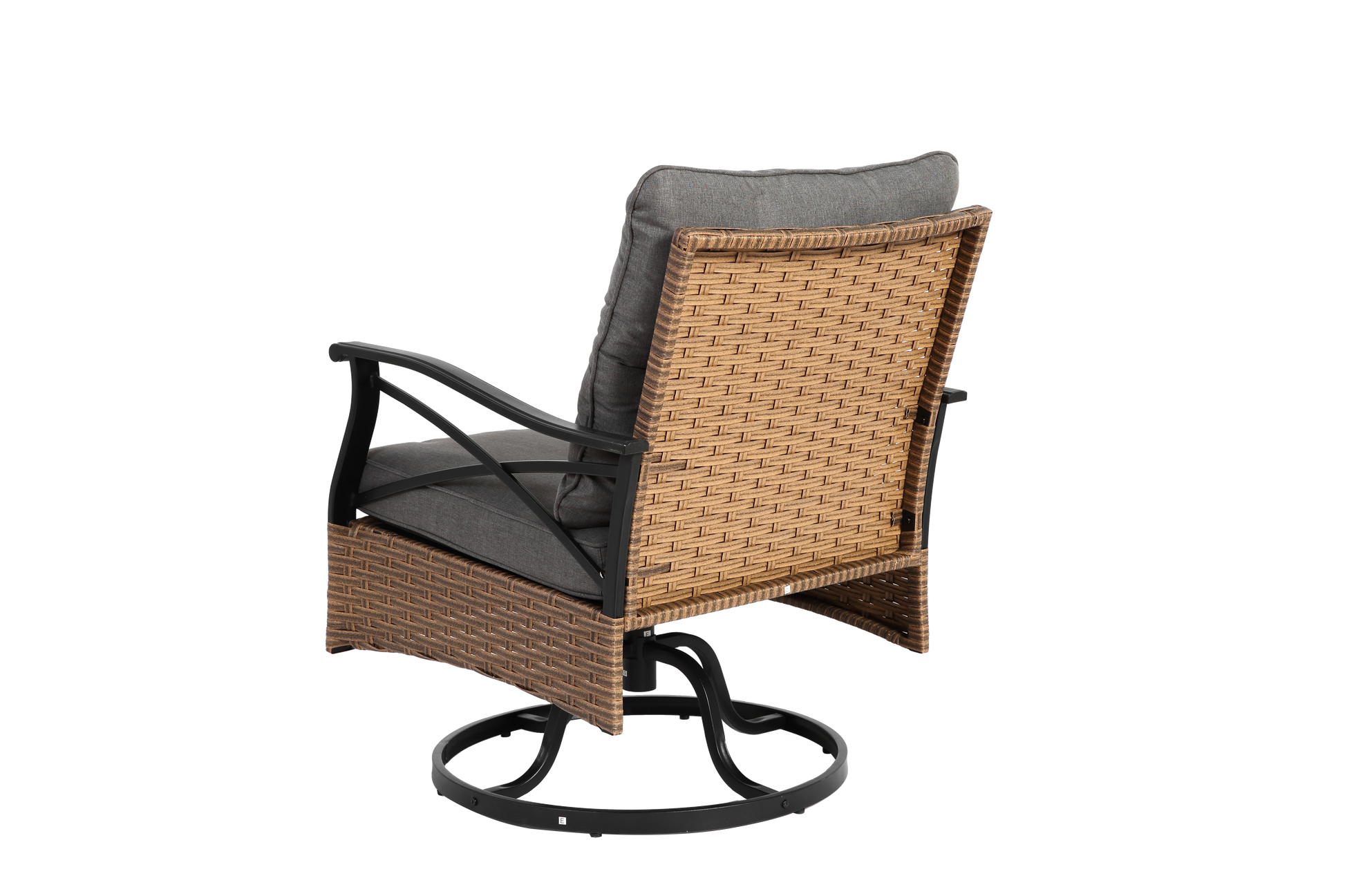 3 Piece Brown Gray Patio Swivel Rocker Chairs Set with Table for Outdoor