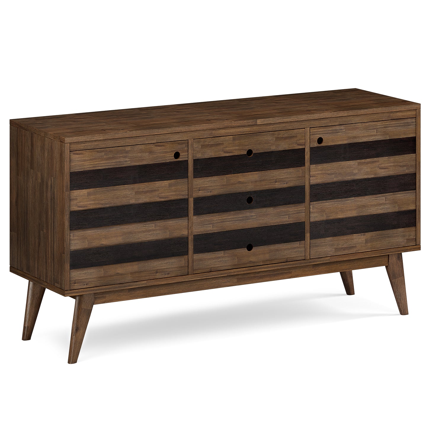 Dark Brown Acacia Wood Sideboard Buffet for Dining Room Storage