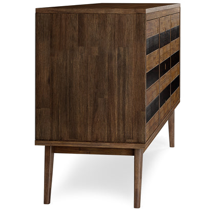 Dark Brown Acacia Wood Sideboard Buffet for Dining Room Storage