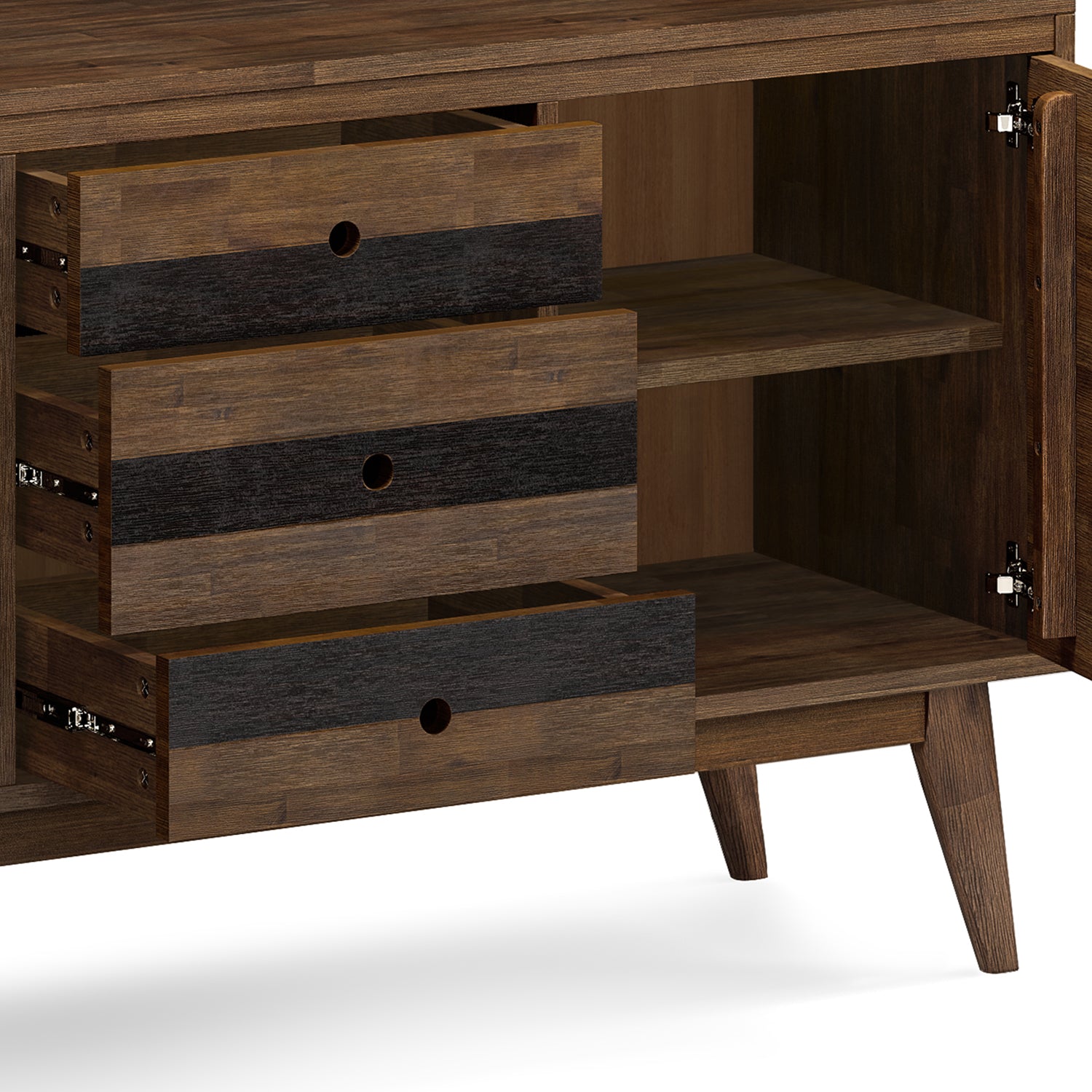 Dark Brown Acacia Wood Sideboard Buffet for Dining Room Storage