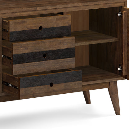 Dark Brown Acacia Wood Sideboard Buffet for Dining Room Storage