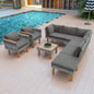 9-Piece PE Rattan Patio Sectional Sofa Set with Acacia Wood Accents, Coffee Table, and Gray Cushions