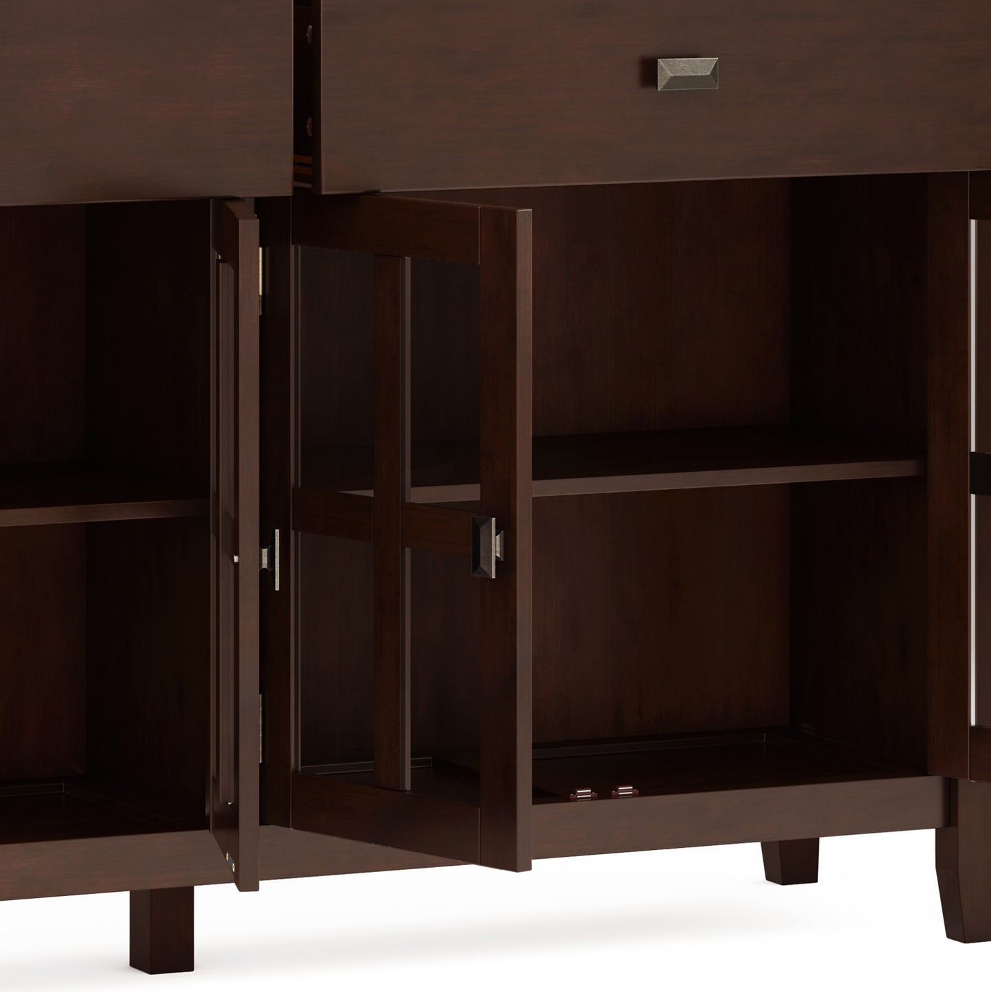 Artisan Solid Wood Large 4 Door Sideboard Buffet in Russet Brown
