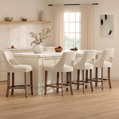 Bar Stools Set of 2, Upholstered Counter Height Bar Stools, Modern Counter Stools with Wood Legs for Kitchen Island Dining Room Bar