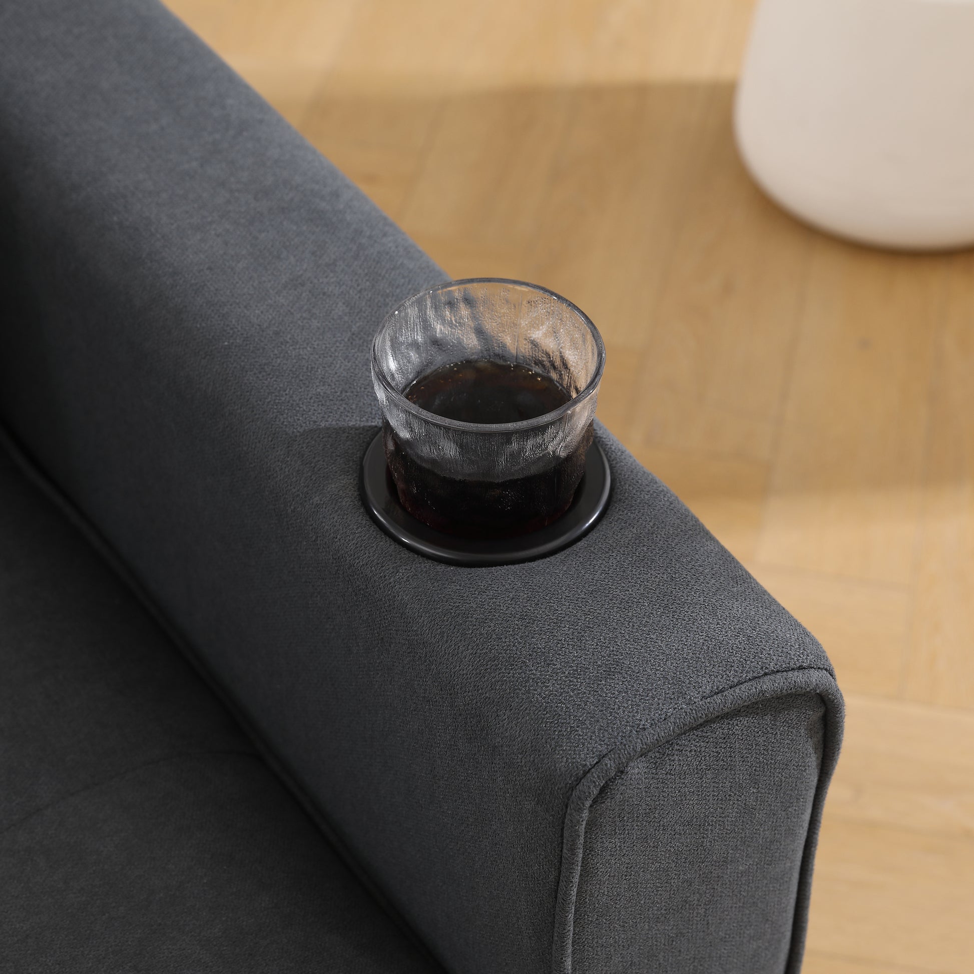 Dark Gray 3-in-1 Futon Sofa Bed with Side Pockets - image 17