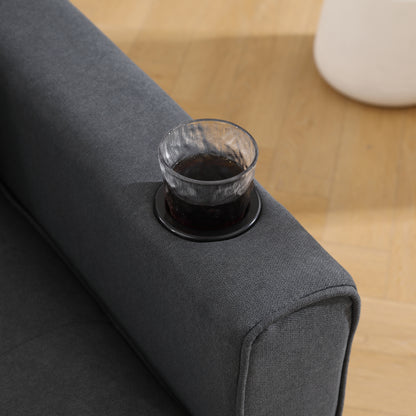 Dark Gray 3-in-1 Futon Sofa Bed with Side Pockets - image 17
