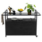 Black Steel Outdoor Bar Cart - Patio Wine Serving Cart