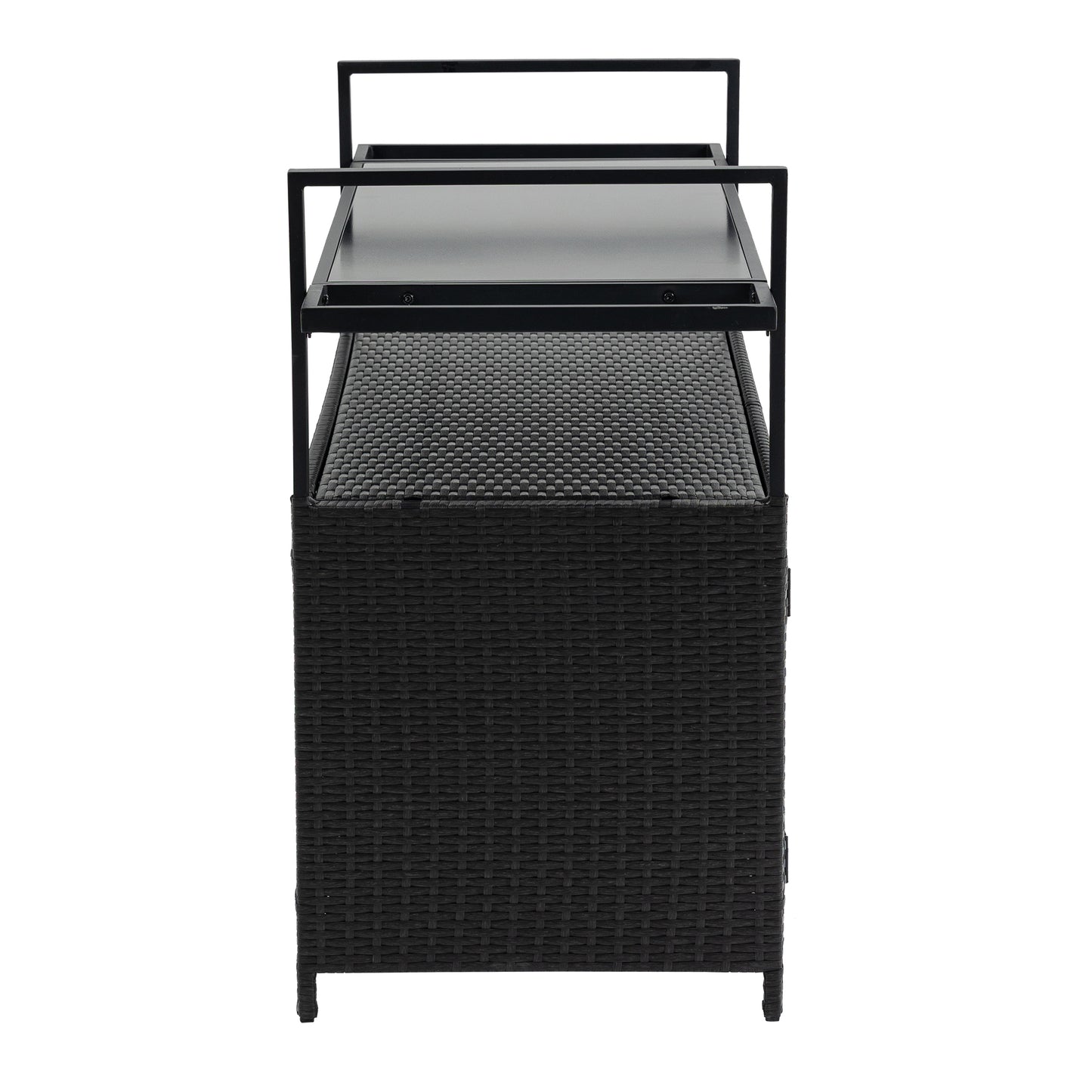 Black Steel Outdoor Bar Cart - Patio Wine Serving Cart