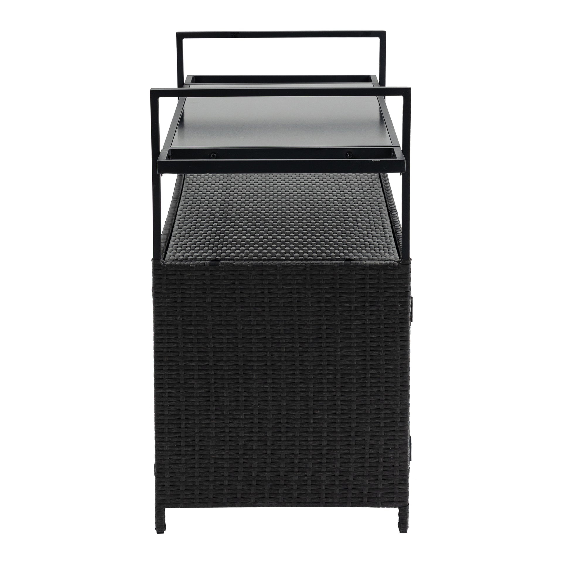 Black Steel Outdoor Bar Cart - Patio Wine Serving Cart