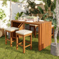5-Piece Outdoor Bar Set with Acacia Wood Bar Table and Cushioned Stools
