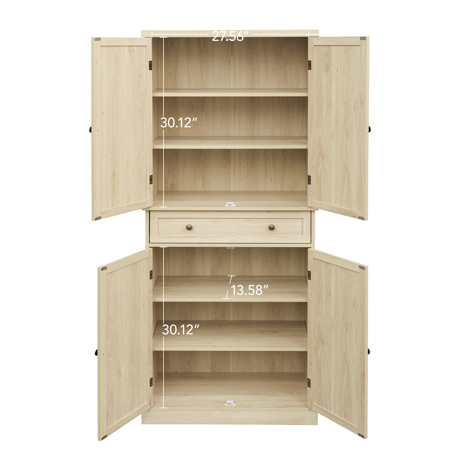 4 Door Cabinet with 1 Drawer, with 4 Adjustable Inner Shelves, Storage Cabinet