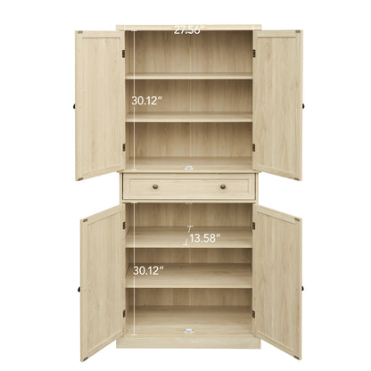 4 Door Cabinet with 1 Drawer, with 4 Adjustable Inner Shelves, Storage Cabinet
