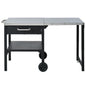 Foldable Outdoor Kitchen Cart with Stainless Steel Top and Storage, Black