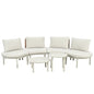 6-Piece Beige Half-Moon Outdoor Wicker Sectional Sofa Set with Two Coffee Tables