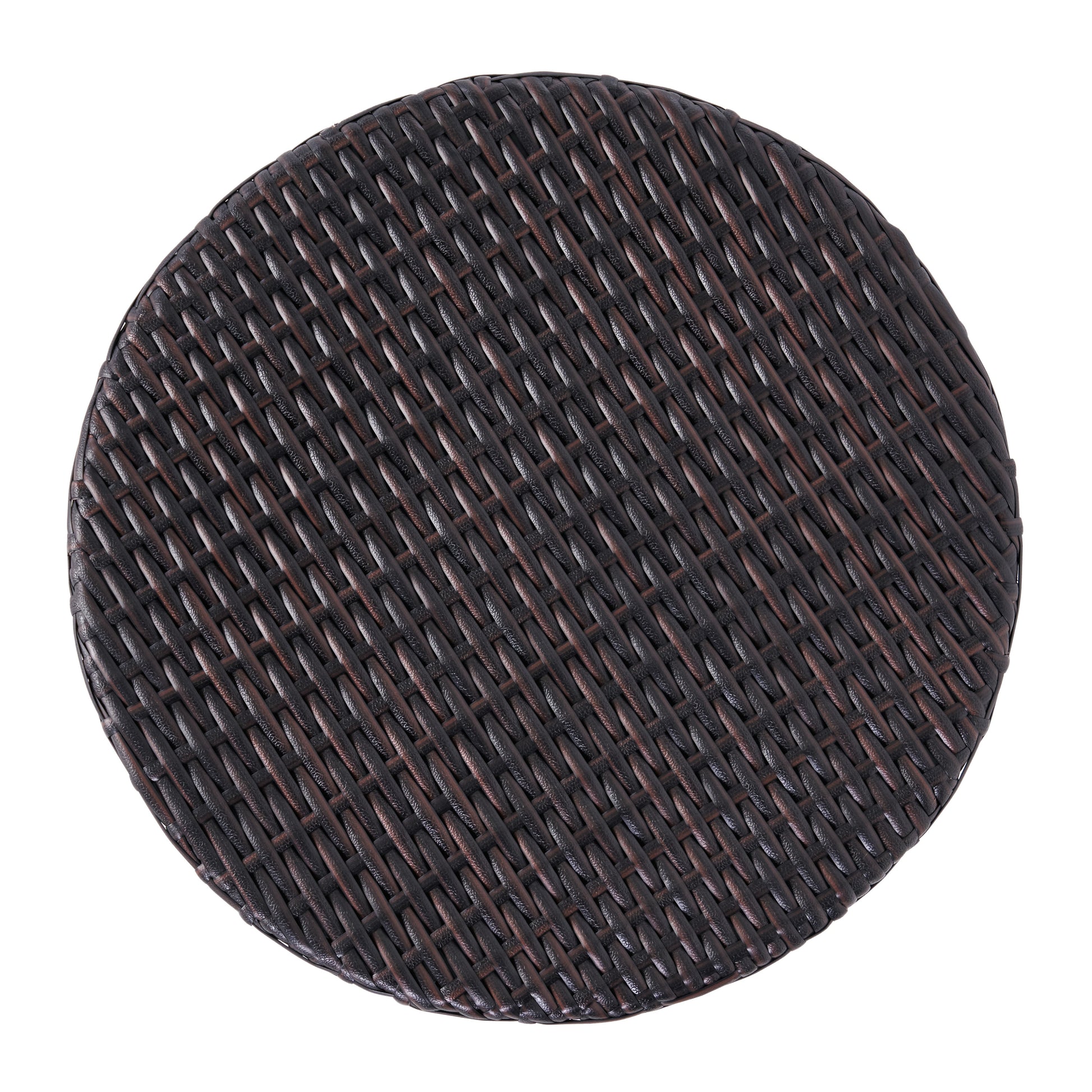 Brown Iron Rattan Outdoor Side Table - Patio Accent Table