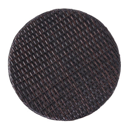 Brown Iron Rattan Outdoor Side Table - Patio Accent Table