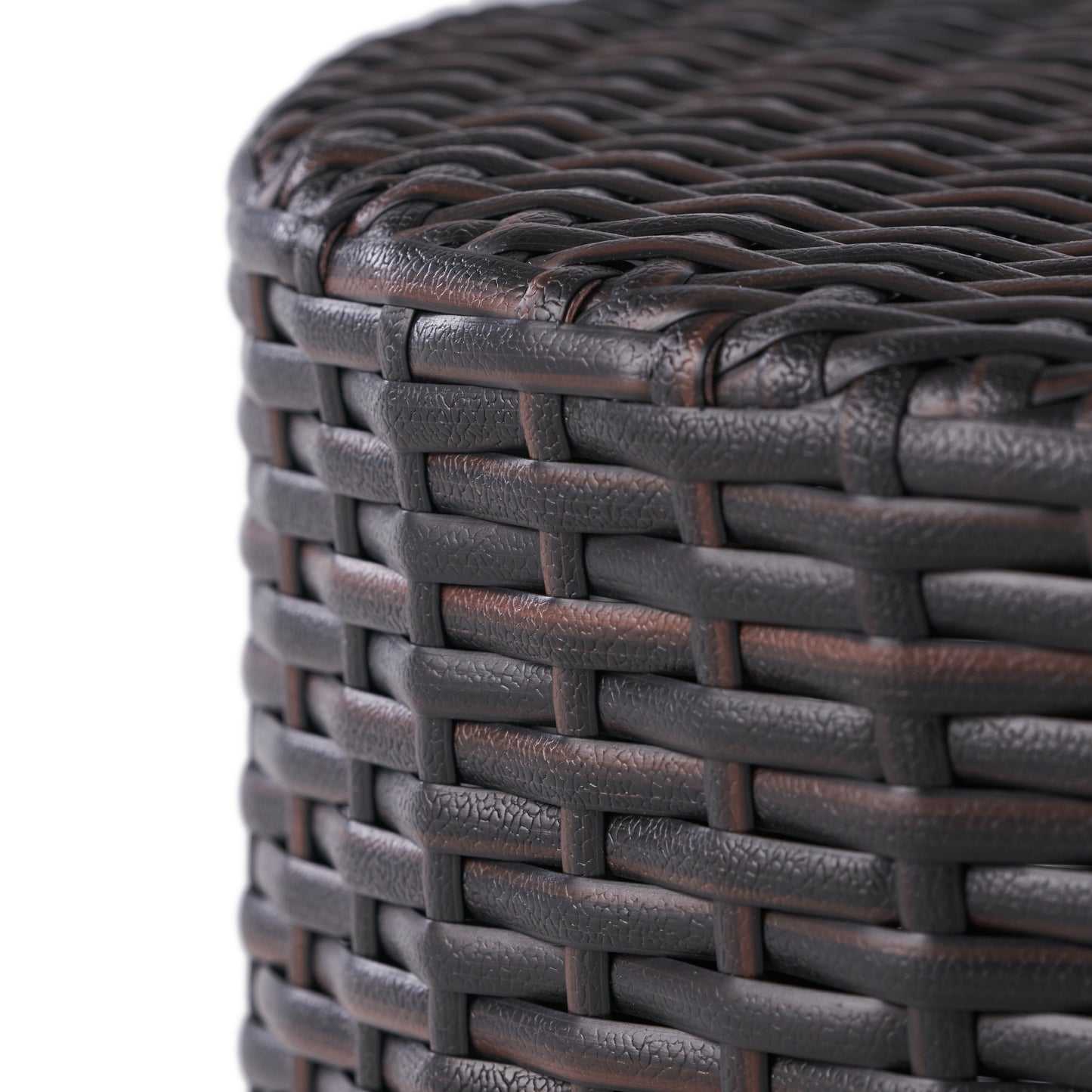 Brown Iron Rattan Outdoor Side Table - Patio Accent Table