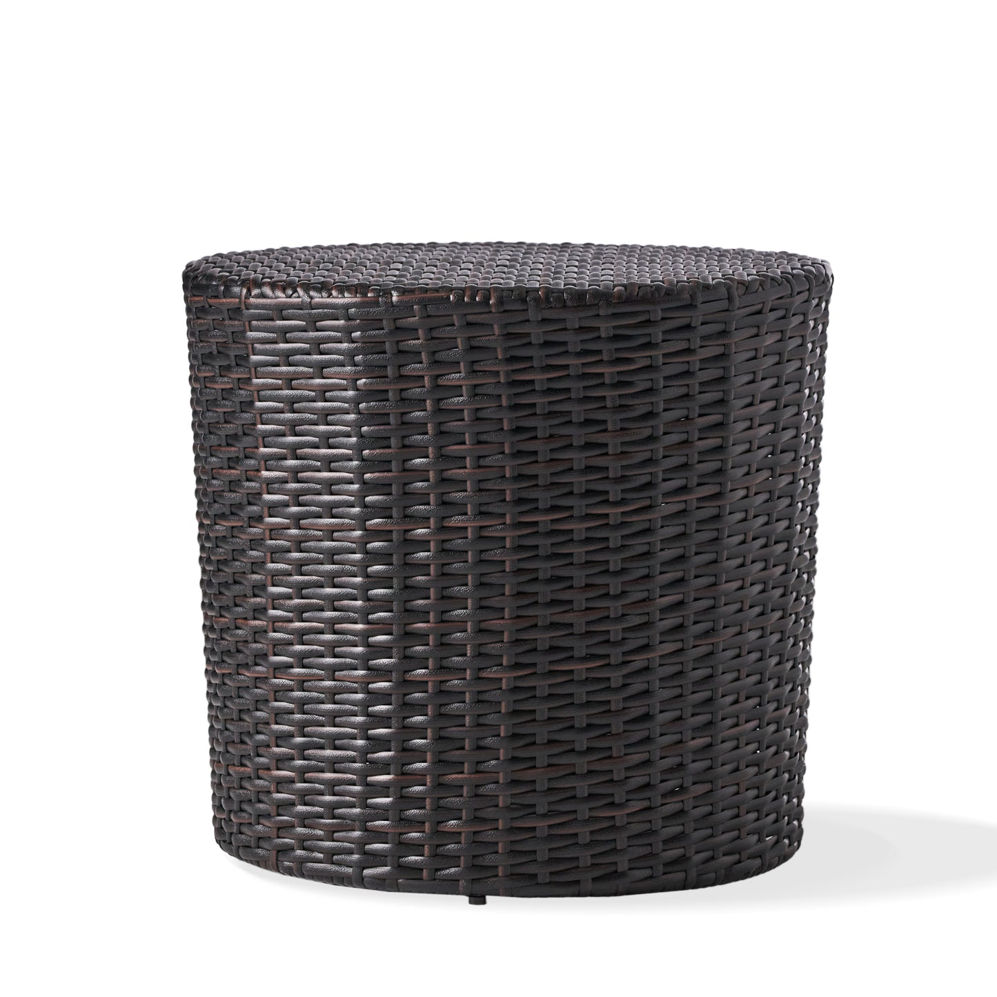 Brown Iron Rattan Outdoor Side Table - Patio Accent Table
