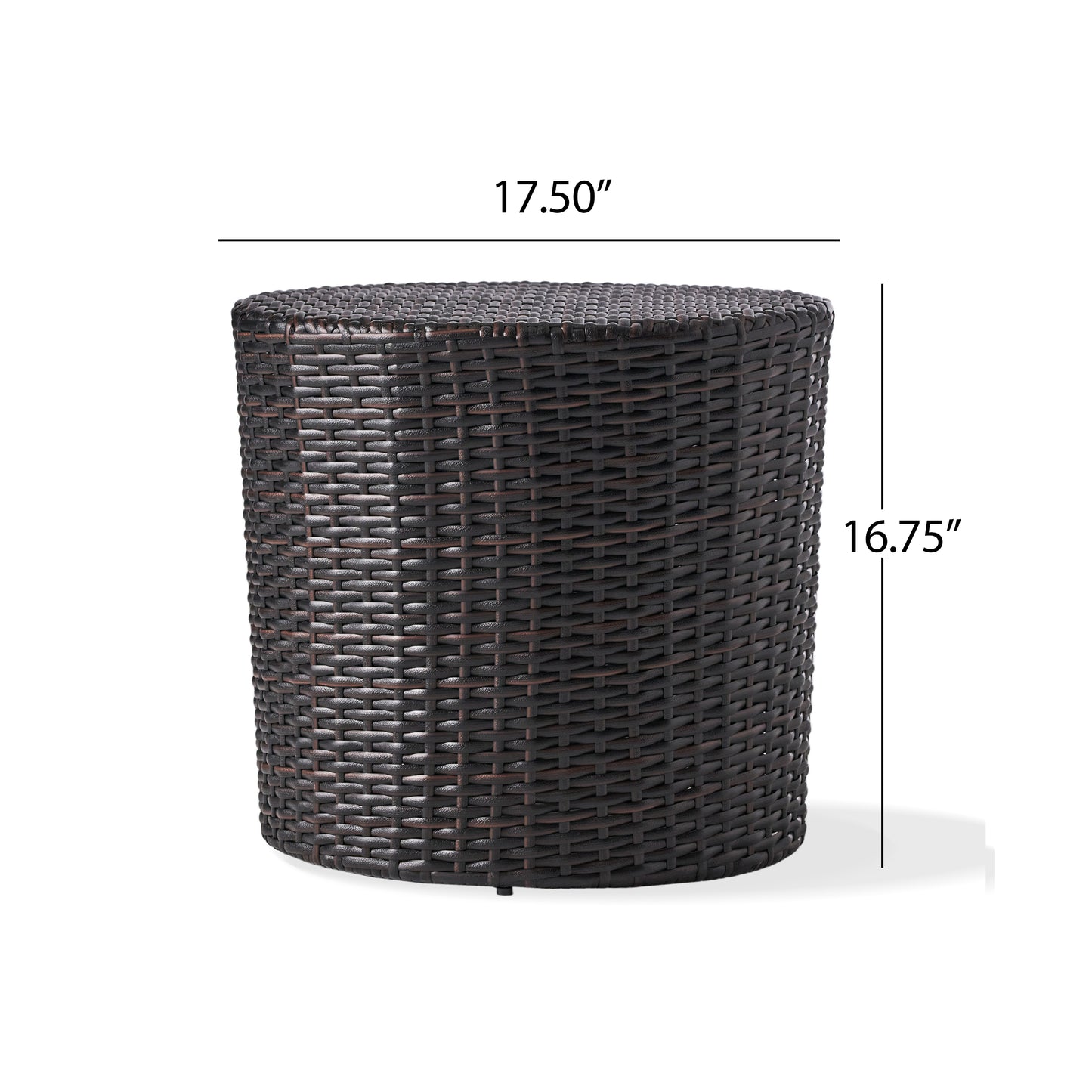 Brown Iron Rattan Outdoor Side Table - Patio Accent Table