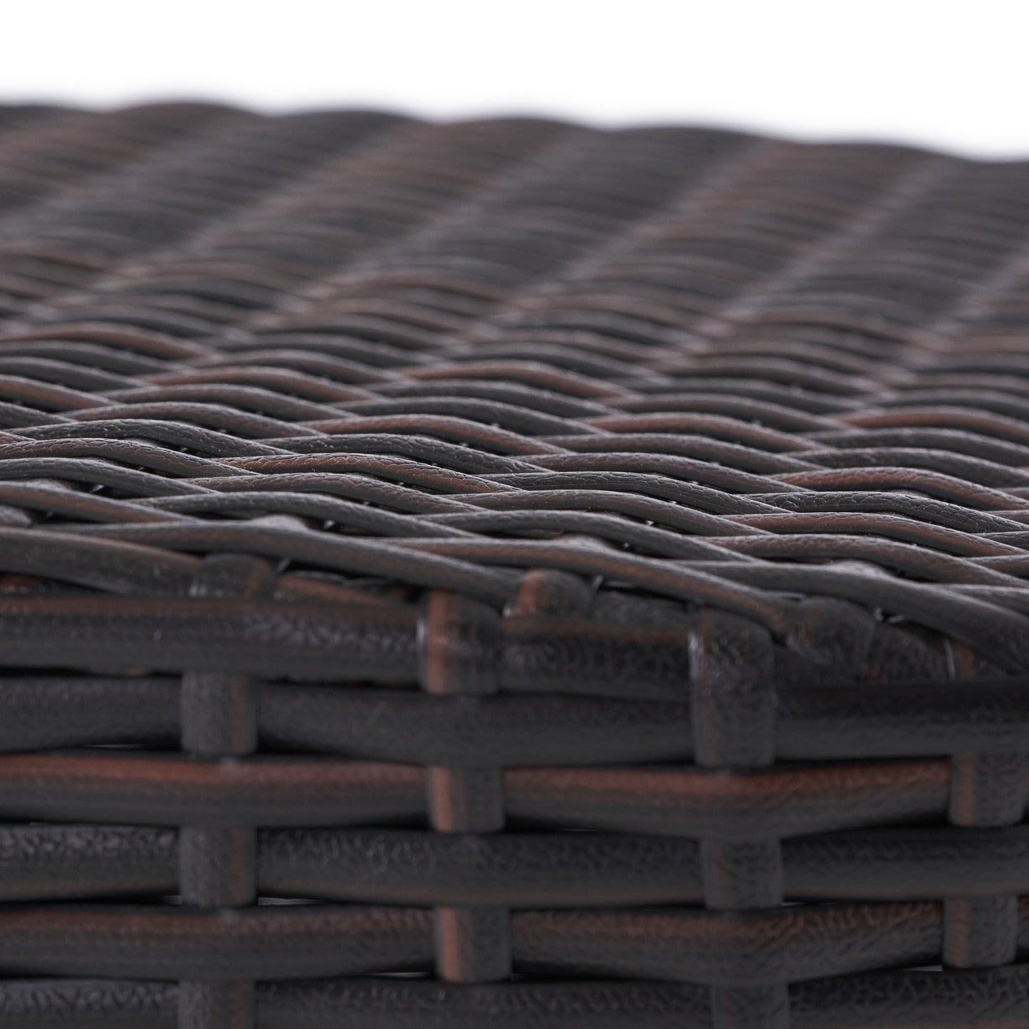 Brown Iron Rattan Outdoor Side Table - Patio Accent Table
