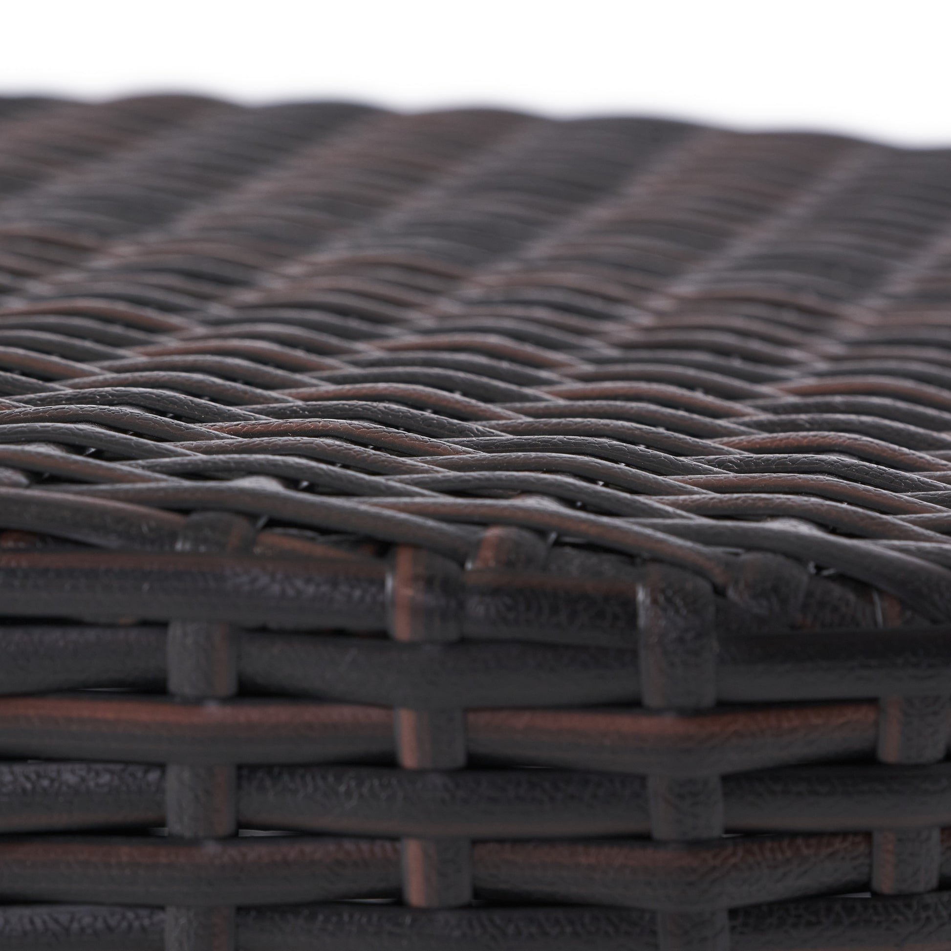Brown Iron Rattan Outdoor Side Table - Patio Accent Table