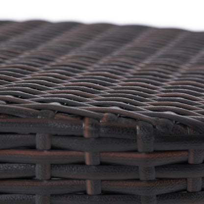 Brown Iron Rattan Outdoor Side Table - Patio Accent Table