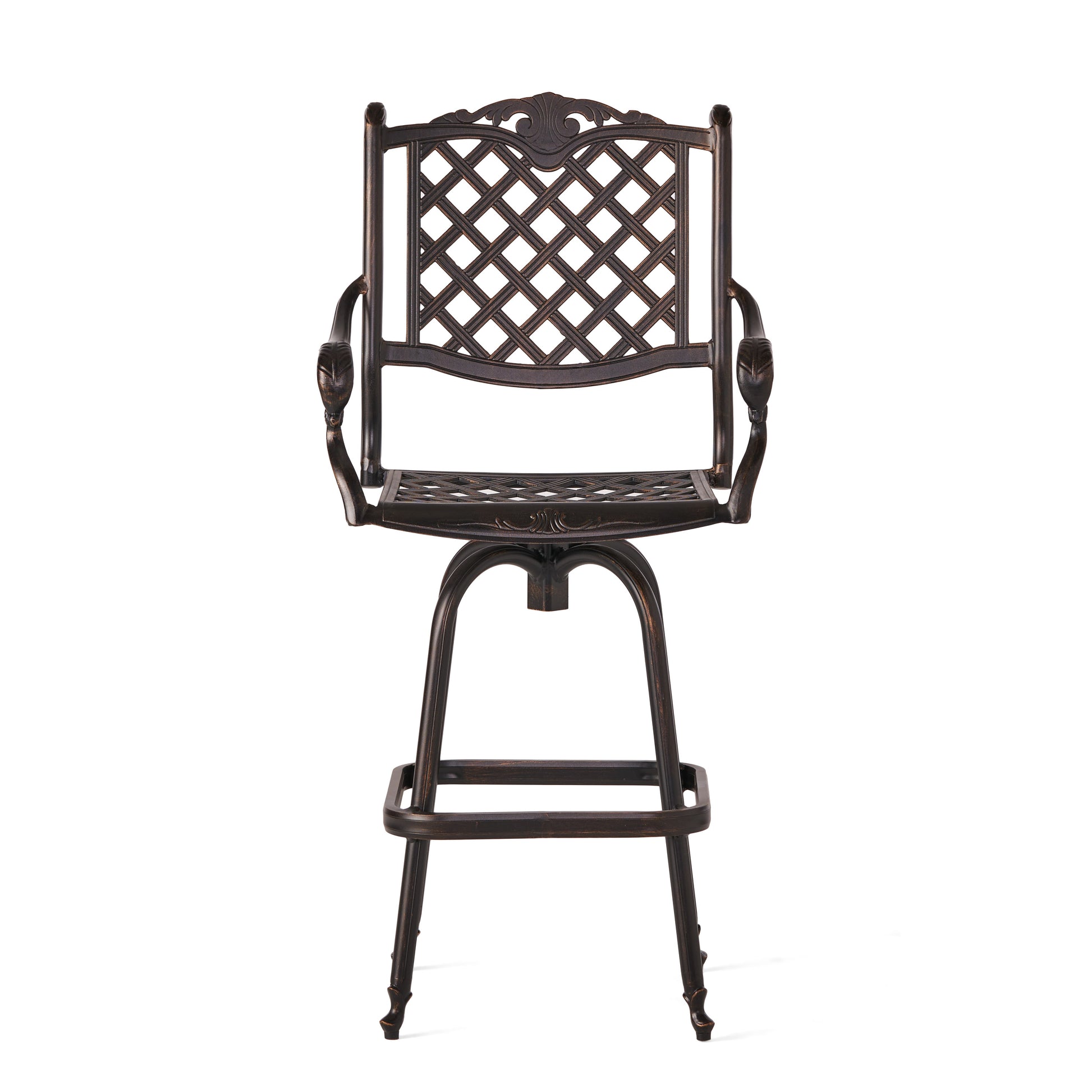 Copper Aluminum Bar Stool with Traditional Diamond Lattice Design