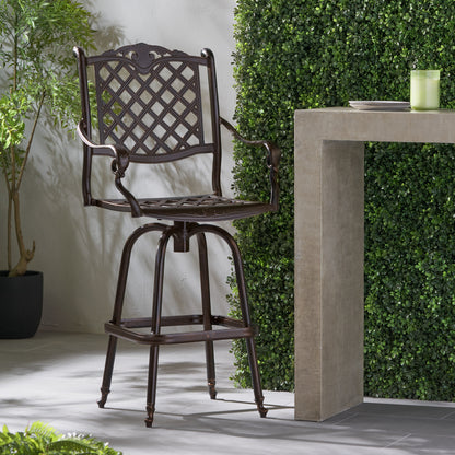 Copper Aluminum Bar Stool with Traditional Diamond Lattice Design
