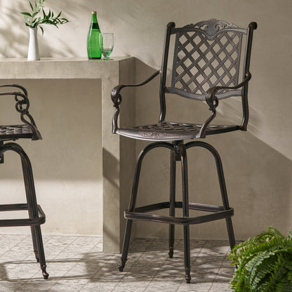 Copper Aluminum Bar Stool with Traditional Diamond Lattice Design