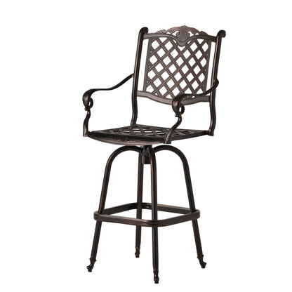 Copper Aluminum Bar Stool with Traditional Diamond Lattice Design