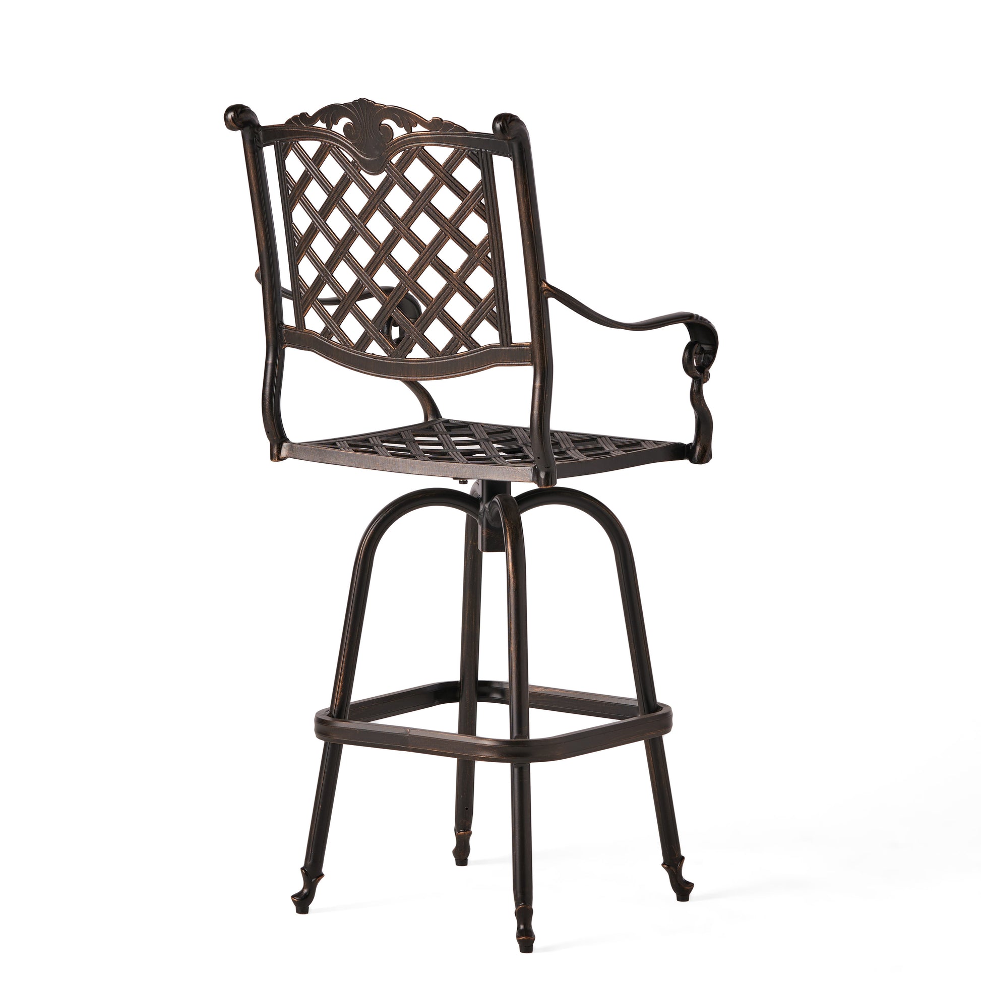 Copper Aluminum Bar Stool with Traditional Diamond Lattice Design