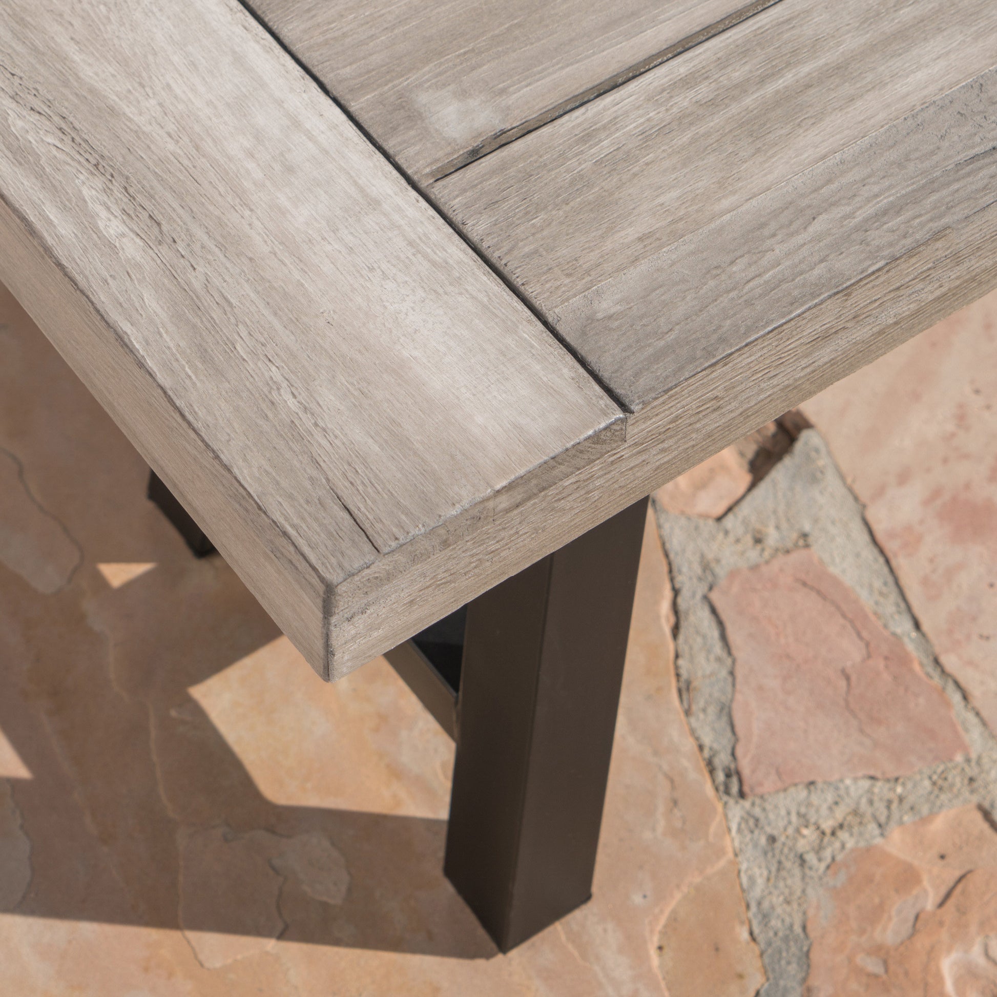 Grey Acacia Wood Dining Bench - 63" Modern Style