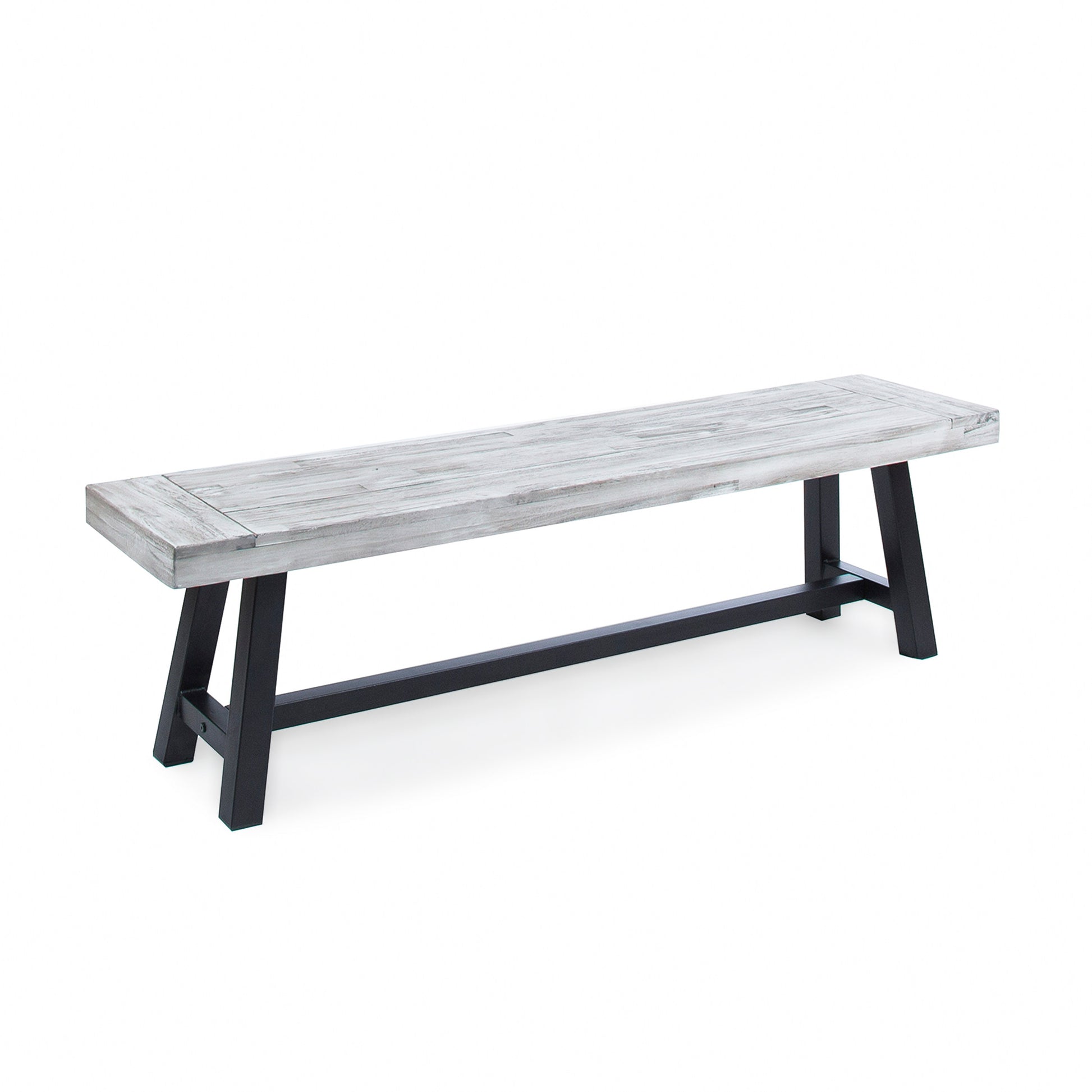 Grey Acacia Wood Dining Bench - 63" Modern Style