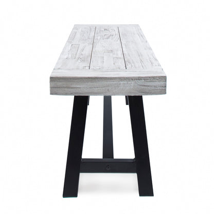 Grey Acacia Wood Dining Bench - 63" Modern Style