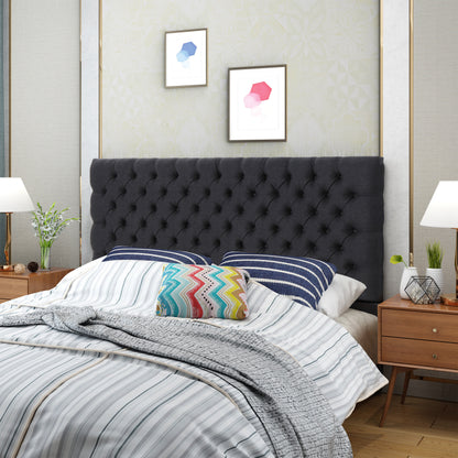 Queen Size Charcoal Grey Fabric Headboard