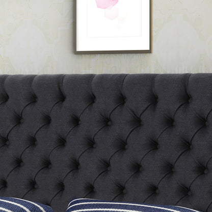 Queen Size Charcoal Grey Fabric Headboard