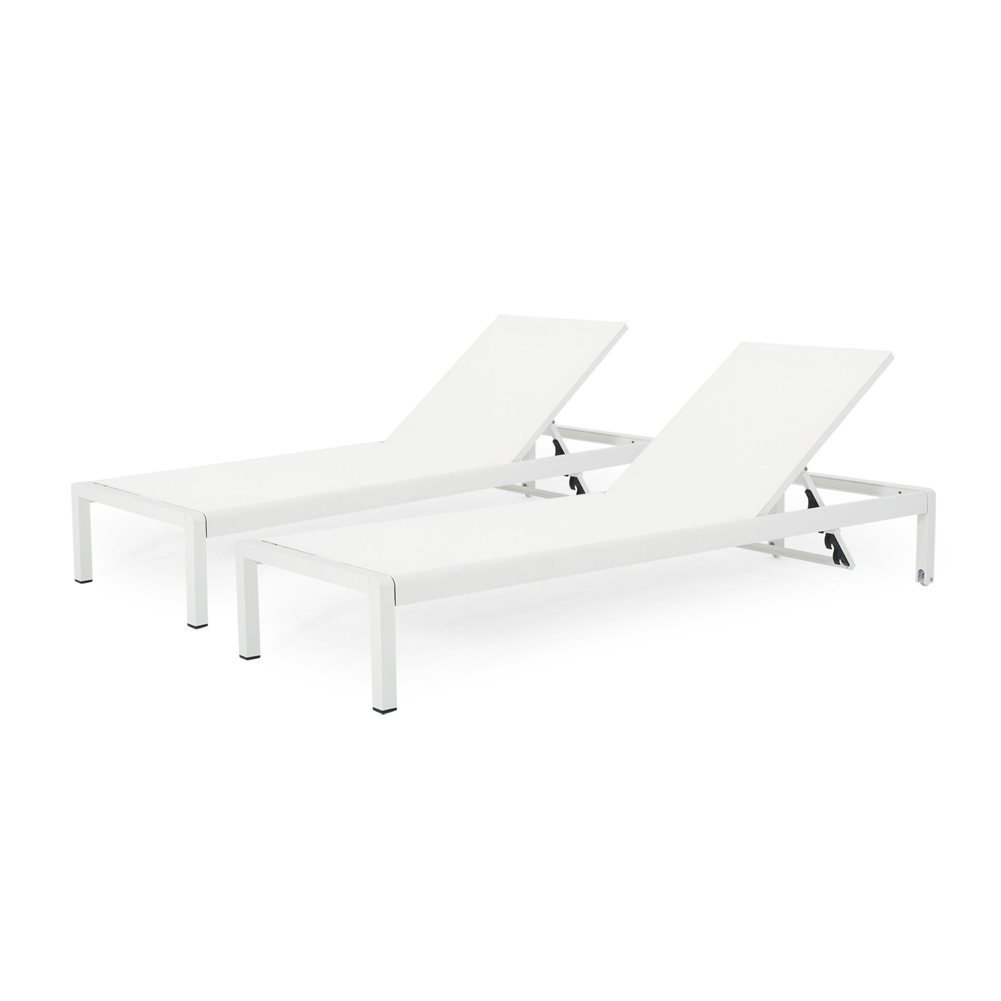 White Mesh Chaise Lounge Set - 2 Piece Patio Seating
