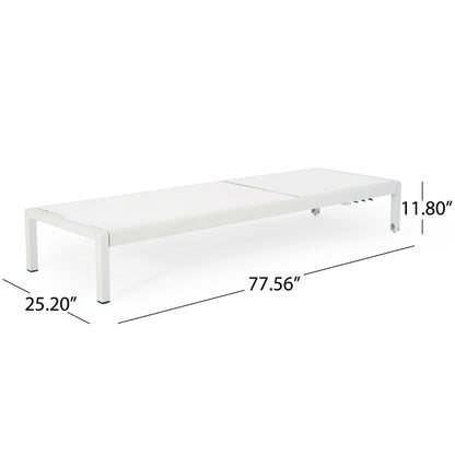 White Mesh Chaise Lounge Set - 2 Piece Patio Seating