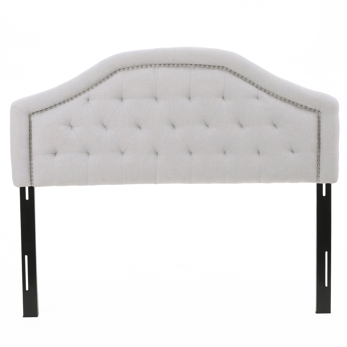 Queen Size Light Grey Fabric Upholstered Headboard