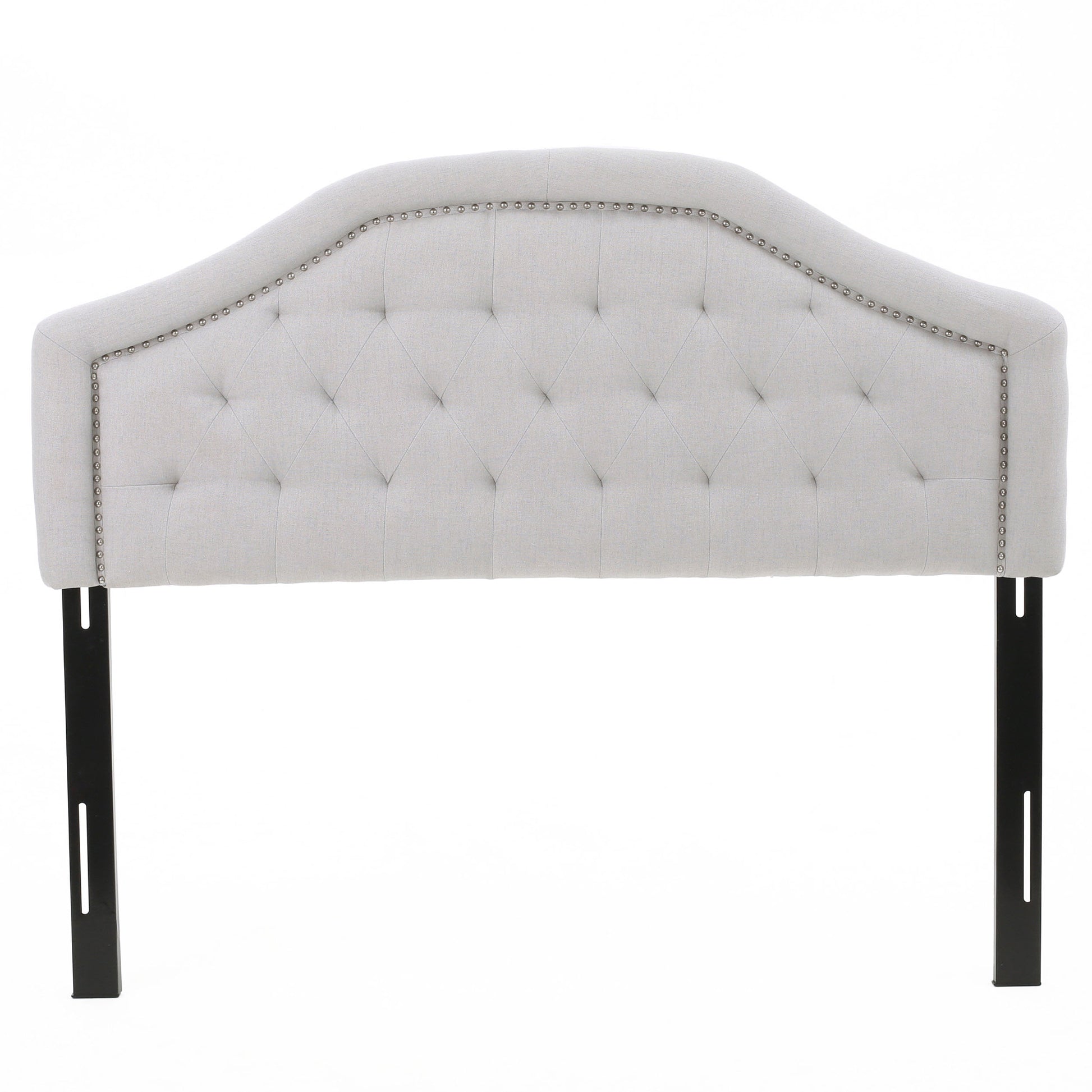 Queen Size Light Grey Fabric Upholstered Headboard