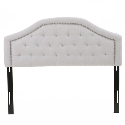 Queen Size Light Grey Fabric Upholstered Headboard
