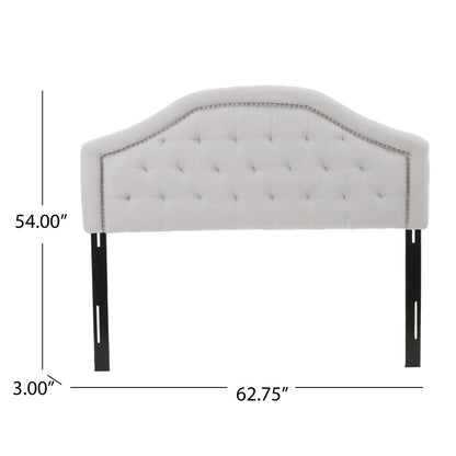 Queen Size Light Grey Fabric Upholstered Headboard