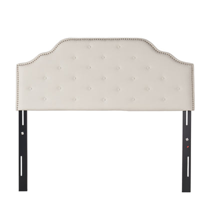 Ivory Queen Upholstered Button Headboard - Modern Style