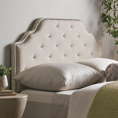 Ivory Queen Upholstered Button Headboard - Modern Style