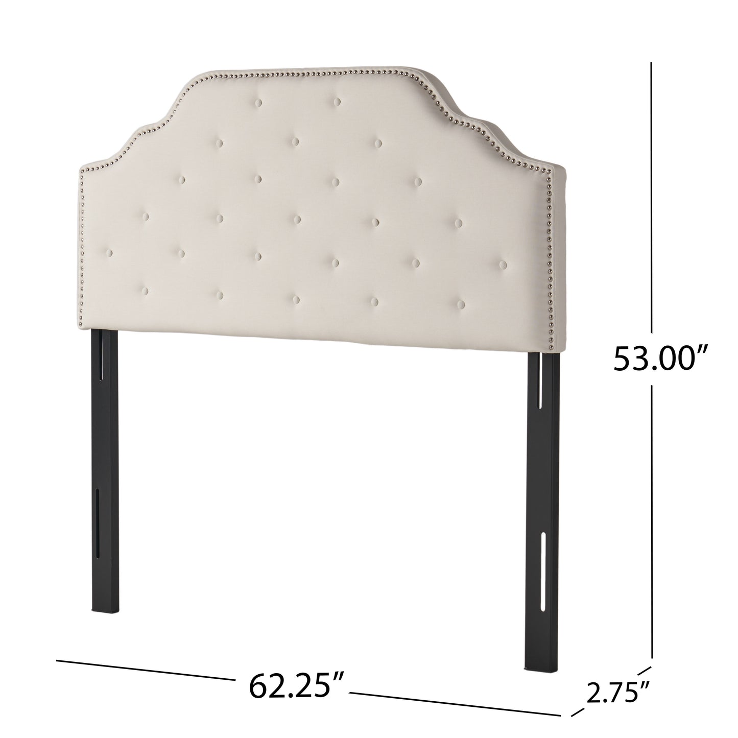 Ivory Queen Upholstered Button Headboard - Modern Style