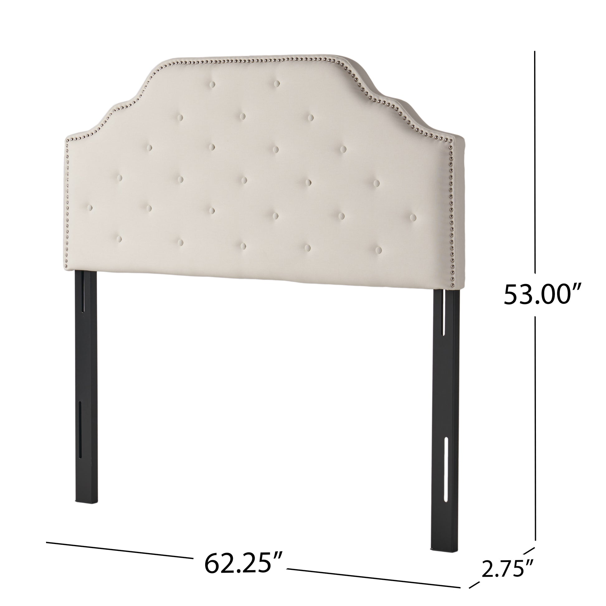 Ivory Queen Upholstered Button Headboard - Modern Style